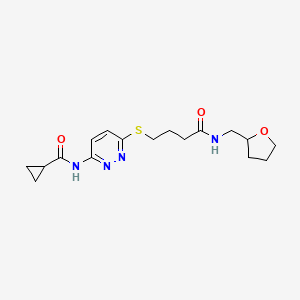 N-(6-((4-oxo-4-(((tetrahydrofuran-2-yl)methyl)amino)butyl)thio)pyridazin-3-yl)cyclopropanecarboxamide