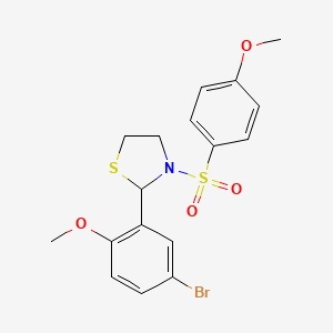 molecular formula C17H18BrNO4S2 B2544387 2-(5-Bromo-2-methoxyphenyl)-3-((4-methoxyphenyl)sulfonyl)thiazolidine CAS No. 397283-88-4