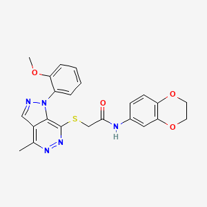 molecular formula C23H21N5O4S B2544389 N-(2,3-dihydrobenzo[b][1,4]dioxin-6-yl)-2-((1-(2-methoxyphenyl)-4-methyl-1H-pyrazolo[3,4-d]pyridazin-7-yl)thio)acetamide CAS No. 1105238-94-5
