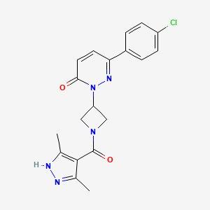 molecular formula C19H18ClN5O2 B2544390 6-(4-Chlorophenyl)-2-[1-(3,5-dimethyl-1H-pyrazole-4-carbonyl)azetidin-3-yl]pyridazin-3-one CAS No. 2379949-40-1