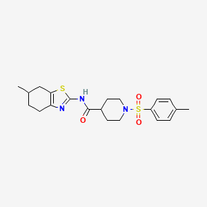 molecular formula C21H27N3O3S2 B2544391 N-(6-methyl-4,5,6,7-tetrahydrobenzo[d]thiazol-2-yl)-1-tosylpiperidine-4-carboxamide CAS No. 923442-91-5