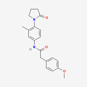 molecular formula C20H22N2O3 B2544396 2-(4-methoxyphenyl)-N-(3-methyl-4-(2-oxopyrrolidin-1-yl)phenyl)acetamide CAS No. 941956-81-6