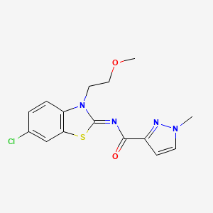 molecular formula C15H15ClN4O2S B2544401 (Z)-N-(6-chloro-3-(2-methoxyethyl)benzo[d]thiazol-2(3H)-ylidene)-1-methyl-1H-pyrazole-3-carboxamide CAS No. 1173392-46-5