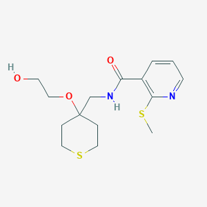 molecular formula C15H22N2O3S2 B2544405 N-((4-(2-hydroxyethoxy)tetrahydro-2H-thiopyran-4-yl)methyl)-2-(methylthio)nicotinamide CAS No. 2309214-06-8