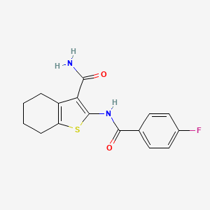 molecular formula C16H15FN2O2S B2544411 2-(4-Fluorobenzamido)-4,5,6,7-tetrahydrobenzo[b]thiophene-3-carboxamide CAS No. 298193-44-9