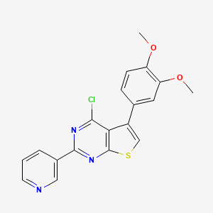 molecular formula C19H14ClN3O2S B2544418 3-[4-CHLORO-5-(3,4-DIMETHOXYPHENYL)THIENO[2,3-D]PYRIMIDIN-2-YL]PYRIDINE CAS No. 793727-89-6