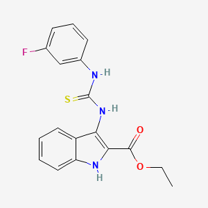 molecular formula C18H16FN3O2S B2544419 3-[(3-氟苯基)氨基羰硫代氨基]-1H-吲哚-2-羧酸乙酯 CAS No. 160424-53-3