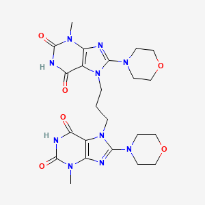 molecular formula C23H30N10O6 B2544420 7,7'-(propane-1,3-diyl)bis(3-methyl-8-morpholino-1H-purine-2,6(3H,7H)-dione) CAS No. 877818-24-1