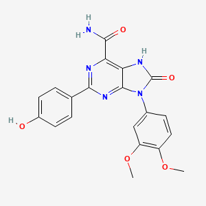molecular formula C20H17N5O5 B2544425 9-(3,4-dimethoxyphenyl)-2-(4-hydroxyphenyl)-8-oxo-8,9-dihydro-7H-purine-6-carboxamide CAS No. 898422-66-7