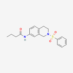 molecular formula C19H22N2O3S B2544428 N-(2-(phenylsulfonyl)-1,2,3,4-tetrahydroisoquinolin-7-yl)butyramide CAS No. 954683-00-2
