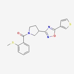 molecular formula C18H17N3O2S2 B2544430 (2-(甲硫基)苯基)(3-(5-(噻吩-3-基)-1,2,4-恶二唑-3-基)吡咯烷-1-基)甲苯酮 CAS No. 2034370-77-7