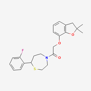 2-((2,2-Dimethyl-2,3-dihydrobenzofuran-7-yl)oxy)-1-(7-(2-fluorophenyl)-1,4-thiazepan-4-yl)ethanone