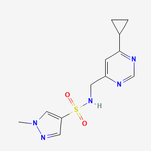 molecular formula C12H15N5O2S B2544469 N-((6-cyclopropylpyrimidin-4-yl)methyl)-1-methyl-1H-pyrazole-4-sulfonamide CAS No. 2189498-85-7
