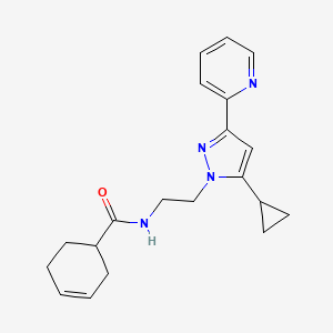 molecular formula C20H24N4O B2544473 N-(2-(5-cyclopropyl-3-(pyridin-2-yl)-1H-pyrazol-1-yl)ethyl)cyclohex-3-enecarboxamide CAS No. 1798028-52-0