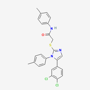 molecular formula C25H21Cl2N3OS B2544479 2-((5-(3,4-二氯苯基)-1-(对甲苯基)-1H-咪唑-2-基)硫代)-N-(对甲苯基)乙酰胺 CAS No. 1206990-46-6
