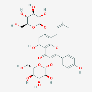 B2544490 5-Hydroxy-2-(4-hydroxyphenyl)-8-(3-methylbut-2-enyl)-3,7-bis[[(2R,3S,4R,5R,6S)-3,4,5-trihydroxy-6-(hydroxymethyl)oxan-2-yl]oxy]chromen-4-one CAS No. 139955-75-2