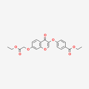 molecular formula C22H20O8 B2544499 ethyl 4-{[7-(2-ethoxy-2-oxoethoxy)-4-oxo-4H-chromen-3-yl]oxy}benzoate CAS No. 637750-64-2