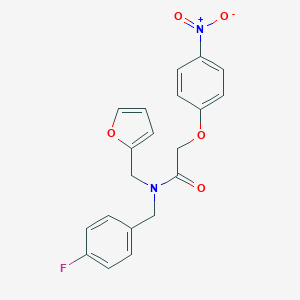 molecular formula C20H17FN2O5 B254450 N-[(4-fluorophenyl)methyl]-N-[(furan-2-yl)methyl]-2-(4-nitrophenoxy)acetamide 