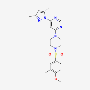 molecular formula C21H26N6O3S B2544510 4-(3,5-dimethyl-1H-pyrazol-1-yl)-6-(4-((4-methoxy-3-methylphenyl)sulfonyl)piperazin-1-yl)pyrimidine CAS No. 1171359-89-9