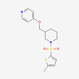 molecular formula C16H20N2O3S2 B2544516 4-[[1-(5-Methylthiophen-2-yl)sulfonylpiperidin-3-yl]methoxy]pyridine CAS No. 2380177-06-8