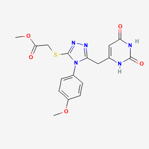 molecular formula C17H17N5O5S B2544525 methyl 2-((5-((2,6-dioxo-1,2,3,6-tetrahydropyrimidin-4-yl)methyl)-4-(4-methoxyphenyl)-4H-1,2,4-triazol-3-yl)thio)acetate CAS No. 852153-30-1