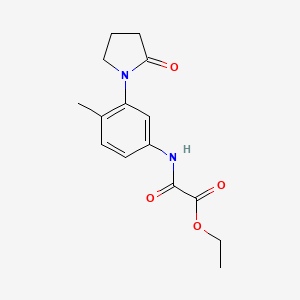 molecular formula C15H18N2O4 B2544552 Ethyl 2-((4-methyl-3-(2-oxopyrrolidin-1-yl)phenyl)amino)-2-oxoacetate CAS No. 1207042-39-4