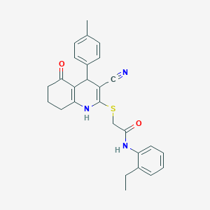 2-{[3-cyano-4-(4-methylphenyl)-5-oxo-1,4,5,6,7,8-hexahydroquinolin-2-yl]sulfanyl}-N-(2-ethylphenyl)acetamide
