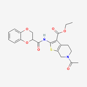 molecular formula C21H22N2O6S B2544557 ethyl 6-acetyl-2-(2,3-dihydro-1,4-benzodioxine-2-amido)-4H,5H,6H,7H-thieno[2,3-c]pyridine-3-carboxylate CAS No. 920450-61-9