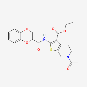 Ethyl 6-acetyl-2-(2,3-dihydrobenzo[b][1,4]dioxine-2-carboxamido)-4,5,6,7-tetrahydrothieno[2,3-c]pyridine-3-carboxylate