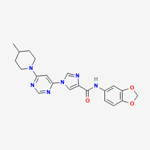 molecular formula C21H22N6O3 B2544558 N-(2H-1,3-benzodioxol-5-yl)-1-[6-(4-methylpiperidin-1-yl)pyrimidin-4-yl]-1H-imidazole-4-carboxamide CAS No. 1251669-84-7