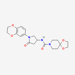 N-(1-(2,3-dihydrobenzo[b][1,4]dioxin-6-yl)-5-oxopyrrolidin-3-yl)-1,4-dioxa-8-azaspiro[4.5]decane-8-carboxamide