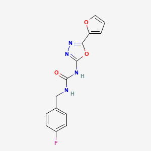 molecular formula C14H11FN4O3 B2544597 1-[(4-fluorophenyl)methyl]-3-[5-(furan-2-yl)-1,3,4-oxadiazol-2-yl]urea CAS No. 1203072-23-4