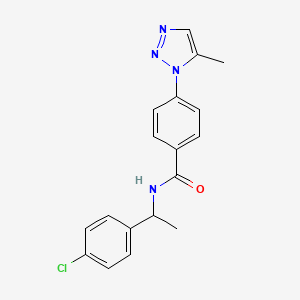molecular formula C18H17ClN4O B2544598 N-(1-(4-chlorophenyl)ethyl)-4-(5-methyl-1H-1,2,3-triazol-1-yl)benzamide CAS No. 1049120-94-6