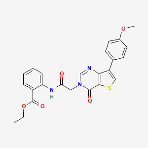 molecular formula C24H21N3O5S B2544626 ethyl 2-({[7-(4-methoxyphenyl)-4-oxothieno[3,2-d]pyrimidin-3(4H)-yl]acetyl}amino)benzoate CAS No. 1207000-60-9