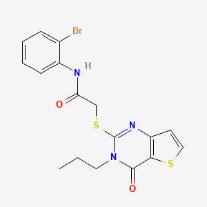 molecular formula C17H16BrN3O2S2 B2544648 N-(2-bromophenyl)-2-({4-oxo-3-propyl-3H,4H-thieno[3,2-d]pyrimidin-2-yl}sulfanyl)acetamide CAS No. 1252906-03-8