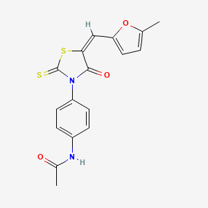 molecular formula C17H14N2O3S2 B2544649 N-{4-[(5E)-5-[(5-METHYLFURAN-2-YL)METHYLIDENE]-4-OXO-2-SULFANYLIDENE-1,3-THIAZOLIDIN-3-YL]PHENYL}ACETAMIDE CAS No. 868147-11-9