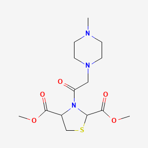 molecular formula C14H23N3O5S B2544674 Dimethyl 3-[2-(4-methylpiperazino)acetyl]-1,3-thiazolane-2,4-dicarboxylate CAS No. 321574-48-5