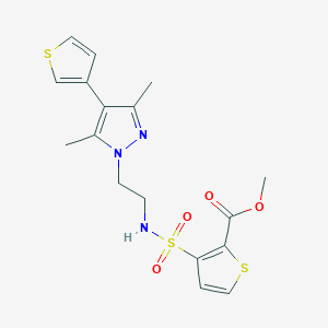 molecular formula C17H19N3O4S3 B2544697 methyl 3-({2-[3,5-dimethyl-4-(thiophen-3-yl)-1H-pyrazol-1-yl]ethyl}sulfamoyl)thiophene-2-carboxylate CAS No. 2034350-70-2