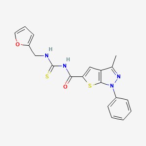 N-(furan-2-ylmethylcarbamothioyl)-3-methyl-1-phenylthieno[2,3-c]pyrazole-5-carboxamide