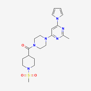 (4-(2-methyl-6-(1H-pyrrol-1-yl)pyrimidin-4-yl)piperazin-1-yl)(1-(methylsulfonyl)piperidin-4-yl)methanone