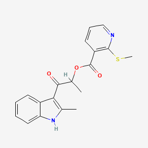 molecular formula C19H18N2O3S B2544728 1-(2-Methyl-1H-indol-3-yl)-1-oxopropan-2-yl 2-(methylthio)nicotinate CAS No. 876863-69-3