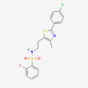 N-[2-[2-(4-chlorophenyl)-4-methyl-1,3-thiazol-5-yl]ethyl]-2-fluorobenzenesulfonamide