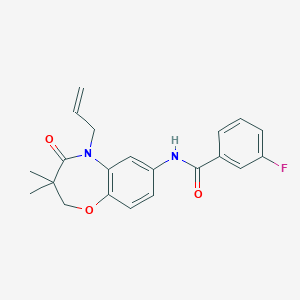molecular formula C21H21FN2O3 B2544757 N-(5-allyl-3,3-dimethyl-4-oxo-2,3,4,5-tetrahydrobenzo[b][1,4]oxazepin-7-yl)-3-fluorobenzamide CAS No. 921561-62-8