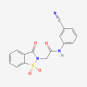 molecular formula C16H11N3O4S B2544789 N-(3-cyanophenyl)-2-(1,1,3-trioxo-2,3-dihydro-1lambda6,2-benzothiazol-2-yl)acetamide CAS No. 380336-70-9