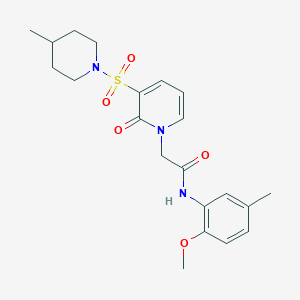 molecular formula C21H27N3O5S B2544799 N-(2-methoxy-5-methylphenyl)-2-{3-[(4-methylpiperidin-1-yl)sulfonyl]-2-oxo-1,2-dihydropyridin-1-yl}acetamide CAS No. 1251669-91-6
