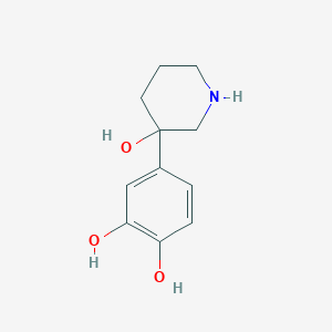 molecular formula C11H15NO3 B025448 4-(3-Hydroxypiperidin-3-yl)benzene-1,2-diol CAS No. 100112-61-6