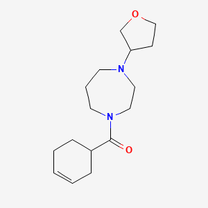 molecular formula C16H26N2O2 B2544804 Cyclohex-3-en-1-yl(4-(tetrahydrofuran-3-yl)-1,4-diazepan-1-yl)methanone CAS No. 2309552-63-2