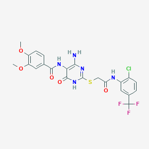 N-(4-amino-2-((2-((2-chloro-5-(trifluoromethyl)phenyl)amino)-2-oxoethyl)thio)-6-oxo-1,6-dihydropyrimidin-5-yl)-3,4-dimethoxybenzamide