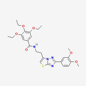 molecular formula C27H32N4O6S B2544830 N-(2-(2-(3,4-dimethoxyphenyl)thiazolo[3,2-b][1,2,4]triazol-6-yl)ethyl)-3,4,5-triethoxybenzamide CAS No. 896000-54-7