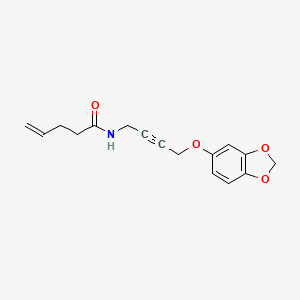 molecular formula C16H17NO4 B2544838 N-(4-(benzo[d][1,3]dioxol-5-yloxy)but-2-yn-1-yl)pent-4-enamide CAS No. 1448072-57-8